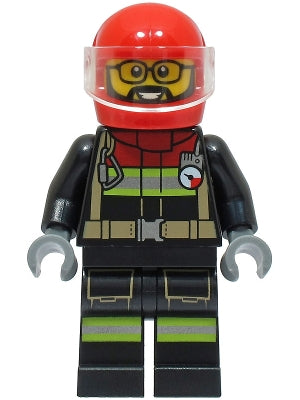 Preowned LEGO® Minifigure – Town cty1567 Fire Male Black Jacket and Legs w/Reflective Strip