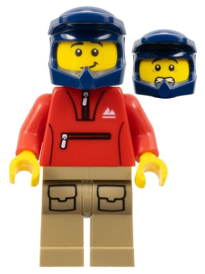 LEGO® Minifigure Town cty1571 Mountain Bike Cyclist Male Red Tracksuit Dark Tan