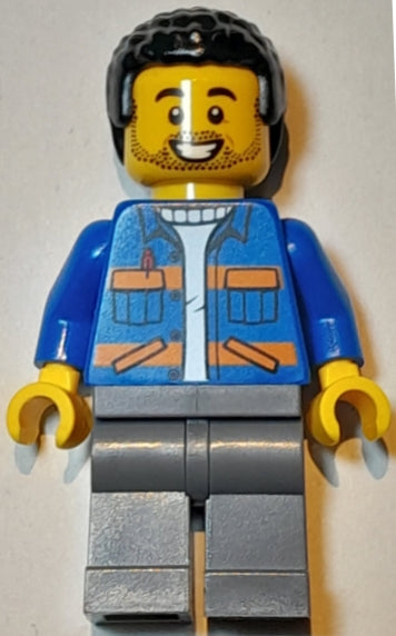 Preowned LEGO® Minifigure – Town cty1574 Lawn Mower Operator Male Blue Jacket w/Diagonal Lo