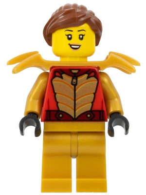 Preowned LEGO® Minifigure – Town cty1577 Stuntz Driver Female Red Racing Jacket w/Gold Scal