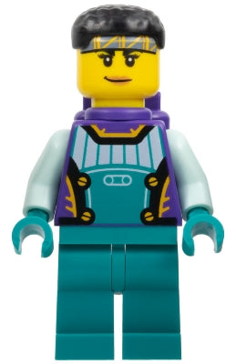 Preowned LEGO® Minifigure – Town cty1579 Stuntz Driver Female Dark Purple and Dark Turquois