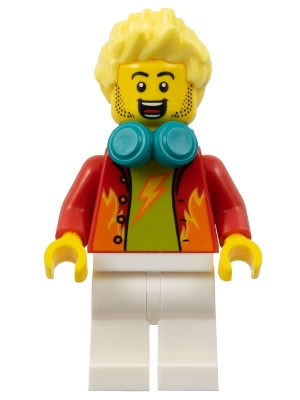 Preowned LEGO® Minifigure – Town cty1585 Dynamo Doug Stuntz Announcer Red Jacket over Lime