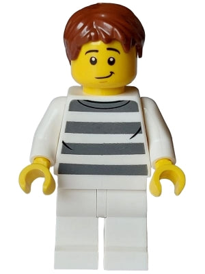 Preowned LEGO® Minifigure – Town cty1587 Police City Bandit Crook Male White Shirt w/Dark B