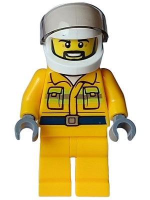 Preowned LEGO® Minifigure – Town cty1597 Fire Male Reflective Stripes Bright Light Orange J