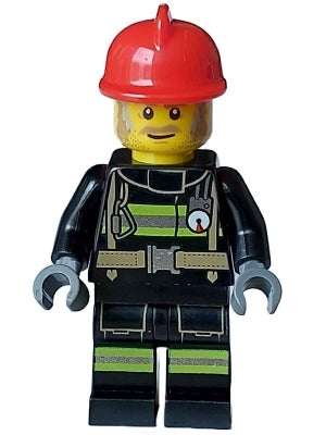 Preowned LEGO® Minifigure – Town cty1598 Fire Male Reflective Stripes w/Utility Belt Red Fi