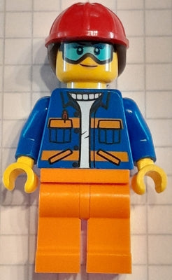 Preowned LEGO® Minifigure – Town cty1600 Construction Worker Female Blue Jacket w/Diagonal