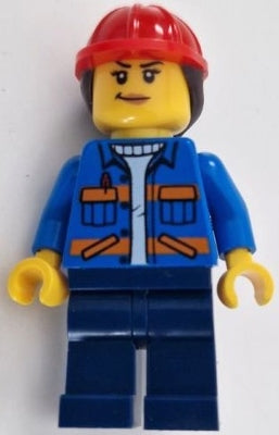 Preowned LEGO® Minifigure – Town cty1605 Construction Worker Female Blue Jacket w/Diagonal