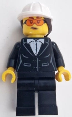 Preowned LEGO® Minifigure – Town cty1606 Construction Engineer/Architect Female Black Suit