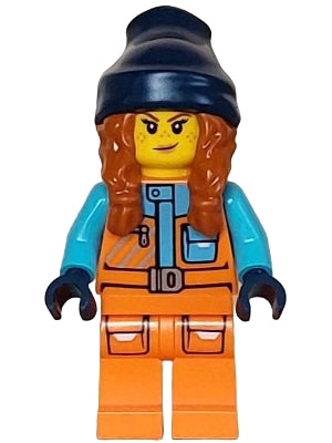 Preowned LEGO® Minifigure – Town cty1613 Arctic Explorer Female Orange Jacket Dark Orange B