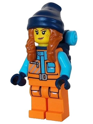 Preowned LEGO® Minifigure – Town cty1614 Arctic Explorer Female Orange Jacket Dark Orange B