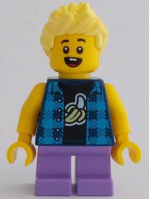Preowned LEGO® Minifigure – Town cty1615 Child Boy Flannel Vest over Shirt w/Banana Medium