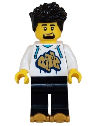 Preowned LEGO® Minifigure – Town cty1625 Rollerskater Male White Hoodie w/Gold CITY Black L