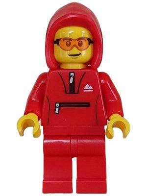 Preowned LEGO® Minifigure – Town cty1627 Mountain Bike Cyclist Male Red Tracksuit/Hoodie Sa