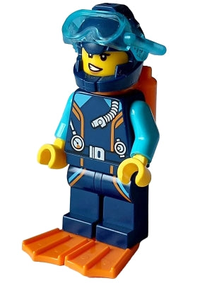 Preowned LEGO® Minifigure – Town cty1640 Arctic Explorer Diver Female Dark Blue Diving Suit