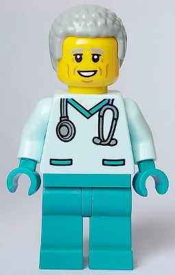 Preowned LEGO® Minifigure – Town cty1649 Veterinarian Male Light Aqua Scrubs Dark Turquoise