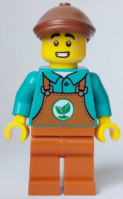 Preowned LEGO® Minifigure – Town cty1651 Sanitary Engineer Male Dark Turquoise Top Dark Ora