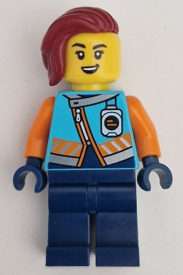 Preowned LEGO® Minifigure – Town cty1657 Arctic Explorer Female Medium Azure Jacket Name Ba
