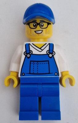 Preowned LEGO® Minifigure – Town cty1661 Car Cleaner Male Blue Overalls over V-Neck Shirt B