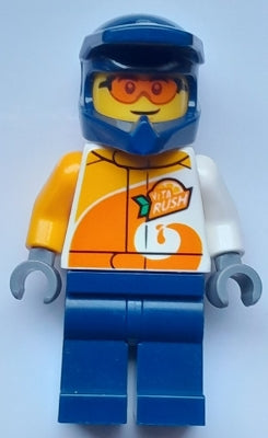 Preowned LEGO® Minifigure – Town cty1665 Quad Driver Male ViTA RUSH Uniform Dark Blue Legs