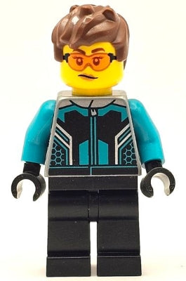 Preowned LEGO® Minifigure – Town cty1667 Race Car Driver Female Black and Dark Turquoise Ra