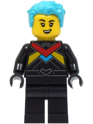Preowned LEGO® Minifigure – Town cty1671 Race Boat Driver Female Black Racing Suit w/Red Da