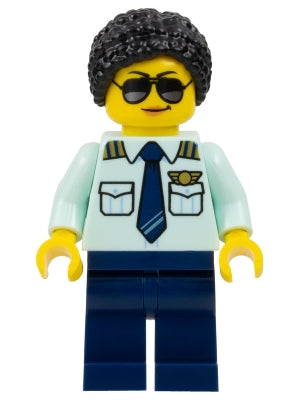 Preowned LEGO® Minifigure – Town cty1678 Passenger Plane Pilot Female Light Aqua Uniform Sh