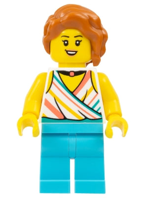Preowned LEGO® Minifigure – Town cty1681 Plane Passenger Female White Halter Top and Black