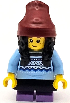Preowned LEGO® Minifigure – Town cty1686 Child Girl Bright Light Blue Knit Fair Isle Sweate