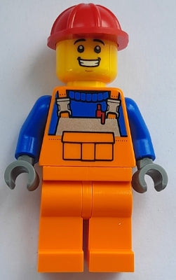 Preowned LEGO® Minifigure – Town cty1688 Construction Worker Male Orange Overalls w/Reflect