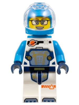 Preowned LEGO® Minifigure – Town cty1693 Astronaut - Female, White Spacesuit with Dark Azure Arms, Dark Azure Helmet, Tra