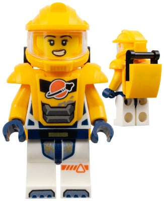 Preowned LEGO® Minifigure – Town cty1695 Astronaut - Female, White Spacesuit with Bright Light Orange Arms, Bright Light