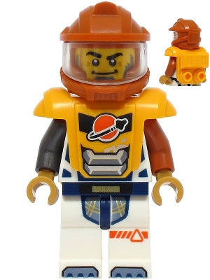 Preowned LEGO® Minifigure – Town cty1709 Astronaut - Male, White Spacesuit with Dark Orange and Pearl Dark Gray Arms, Dar