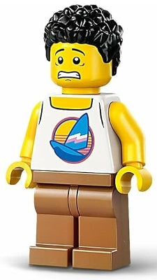 Preowned LEGO® Minifigure – Town cty1735 Barbequer - Male, White Tank Top with Dark Azure Sailboat, Medium Nougat Legs, B