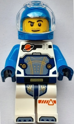 Preowned LEGO® Minifigure – Town cty1775 Astronaut - Male, White Spacesuit with Dark Azure Arms, Dark Azure Helmet, Trans