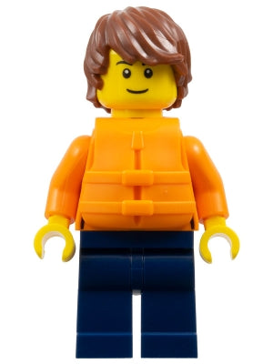 LEGO Minifig Town cty1791 Man Reddish Brown Hair, Orange Jacket - Main Image