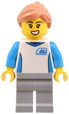 Preowned LEGO® Minifigure – Town cty1803 Robot World Attendant - Female, White Uniform Jersey, Light Bluish Gray Legs, No