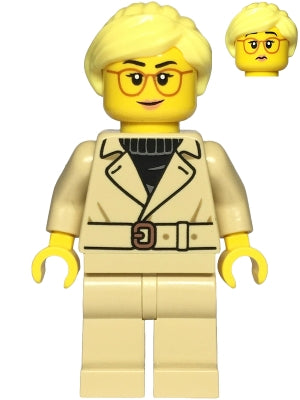 Preowned LEGO® Minifigure – Town cty1812 Sports Car Driver - Female, Tan Jacket and Legs, Bright Light Yellow Ponytail, G