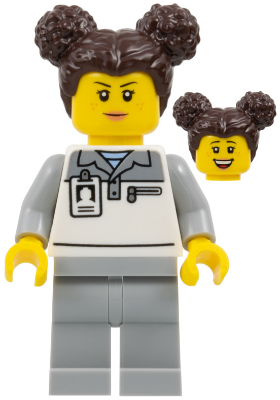 Preowned LEGO® Minifigure – Town cty1833 (Formula 1 Mechanic - Female, Light Bluish Gray and White Polo Shirt, Light Bluish G