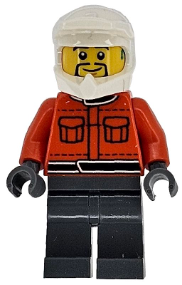 Preowned LEGO® Minifigure – Town cty1866 (Formula 1 Pit Crew Member - Male, Reddish Orange Racing Suit with Pockets, Dark Blu