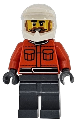 Preowned LEGO® Minifigure – Town cty1867 (Formula 1 Pit Crew Member - Male, Reddish Orange Racing Suit with Pockets, Dark Blu