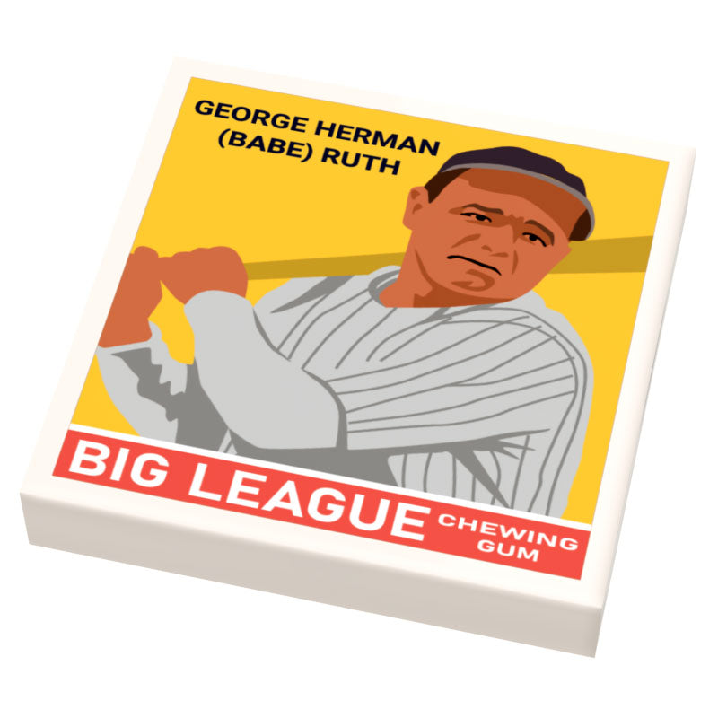 Babe Ruth Baseball Card (2x2 Tile) for Minifigs