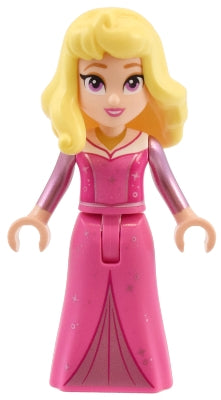 Preowned LEGO® Minifigure – Disney dis151 Aurora - Dark Pink Dress, Metallic Pink Sleeves, Gold Necklace, Bright Light Yel