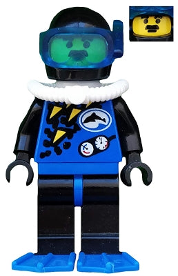 Preowned LEGO® Minifigure – Town div001a Divers Blue Black Helmet Blue Flippers