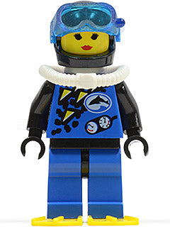 Preowned LEGO® Minifigure – Town div002a Divers Blue Female Yellow Flippers