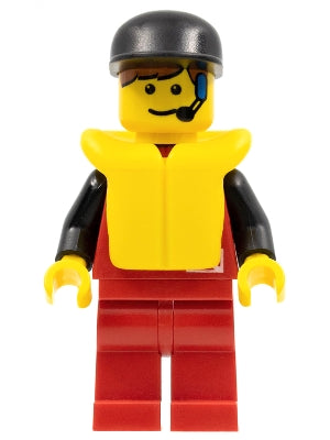 Preowned LEGO® Minifigure – Town div007 Divers Control 1 Red Legs Black Cap Life Jacket
