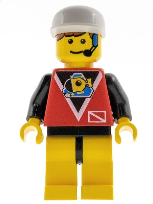 Preowned LEGO® Minifigure – Town div008 Divers Control 1 Yellow Legs w/Black Hips White Cap