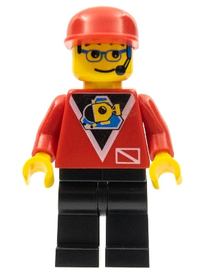 Preowned LEGO® Minifigure – Town div010 Divers Control 2 Black Legs Red Cap