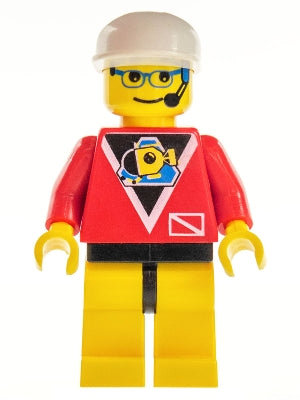 Preowned LEGO® Minifigure – Town div012 Divers Control 2 Yellow Legs w/Black Hips White Cap