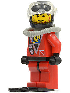 LEGO® Minifigure Town div016 Divers Red Diver 2 Red Legs w/Black Hips Black Helm