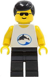 Preowned LEGO® Minifigure – Town div024 Divers Dolphin Shirt Black Hair